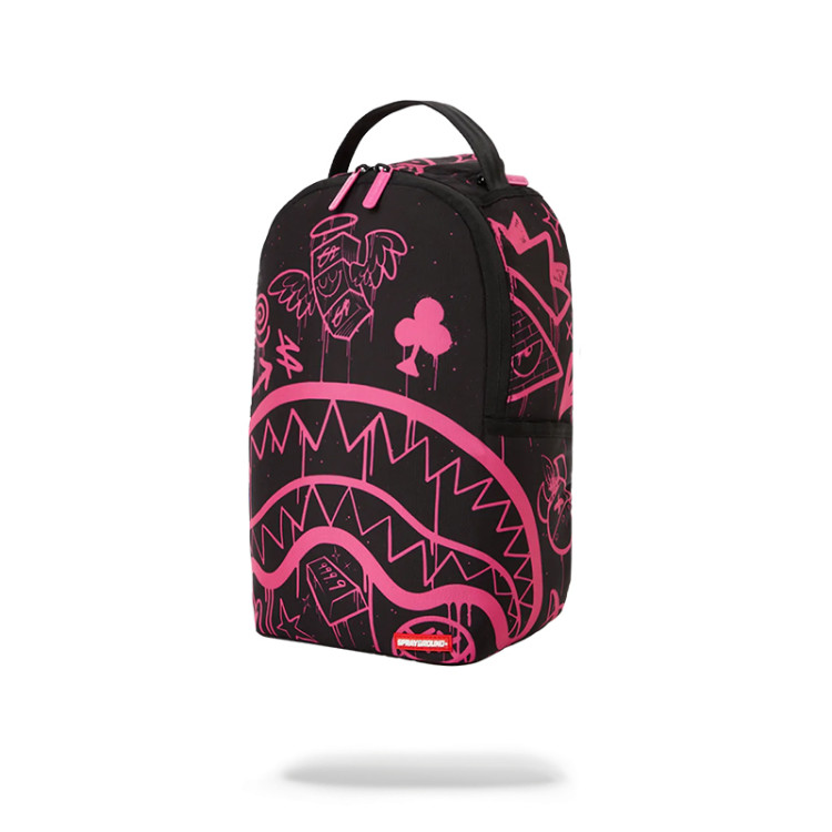 NEW Sprayground Pink Scribble Shark Backpack One Size