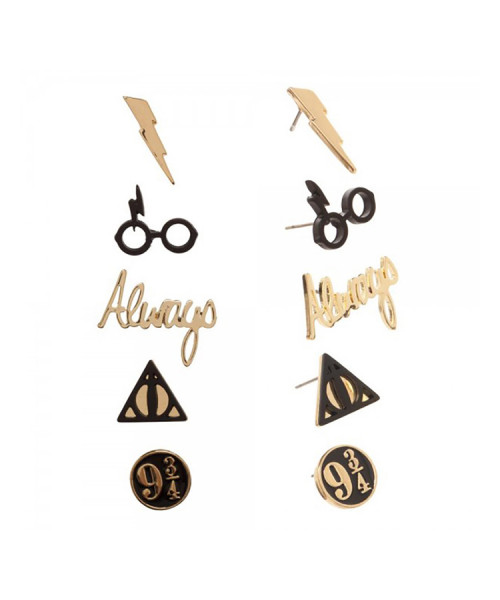 Bioworld Harry Potter Hogwarts 5pc Earring Set