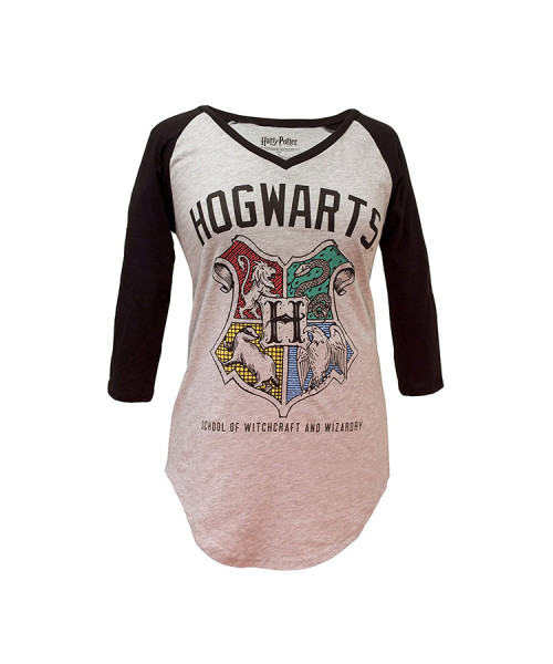 Bioworld Harry Potter Hogwarts Crest 3/4 Shirt