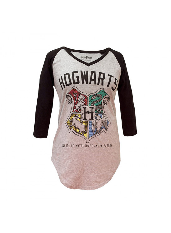 Bioworld Harry Potter Hogwarts Crest 3/4 Shirt